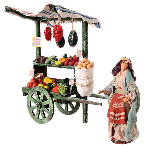 Neapolitan nativity scene fruit wagon 12 cm terracotta 3