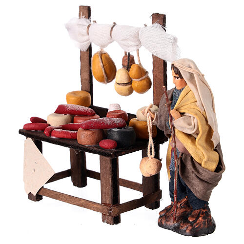 Market stall with charcuterie and salesman for 8 cm Neapolitan Nativity Scene 2