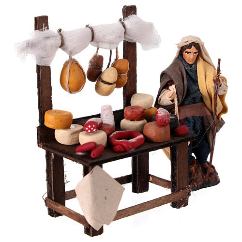 Market stall with charcuterie and salesman for 8 cm Neapolitan Nativity Scene 3