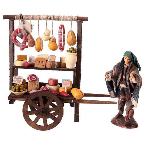 Carro salumi presepe napoletano terracotta 12 cm 1