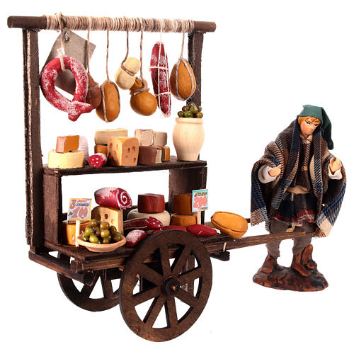 Carro salumi presepe napoletano terracotta 12 cm 2