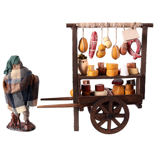 Carro salumi presepe napoletano terracotta 12 cm 4