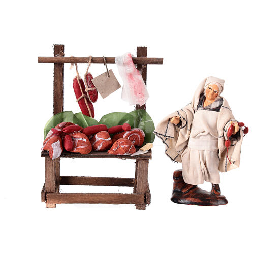 Meat stall for Neapolitan Nativity Scene with 10 cm terracotta figurine 1