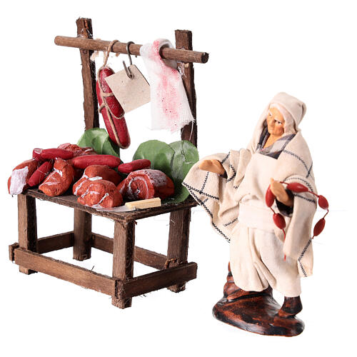 Meat stall for Neapolitan Nativity Scene with 10 cm terracotta figurine 2