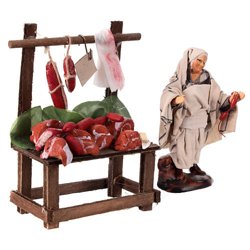 Meat stall for Neapolitan Nativity Scene with 10 cm terracotta figurine 3