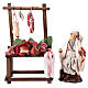 Market stand with meat and 12 cm terracotta figurine for Neapolitan Nativity Scene s1