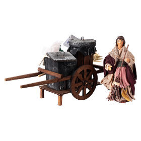 Wózek sprzątającego ulice do szopki neapolitańskiej 12 cm, terakota