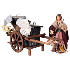 Neapolitan nativity scene sweeper wagon 12 cm terracotta