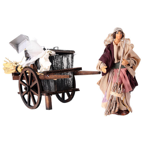 Street sweeper with cart, h 10 cm, Neapolitan Nativity Scene 2