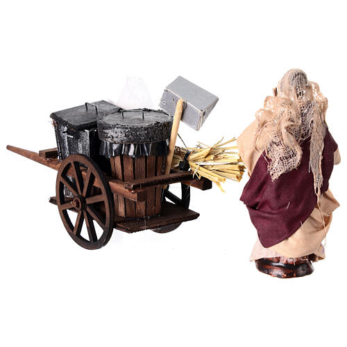 Street sweeper with cart, h 10 cm, Neapolitan Nativity Scene 4