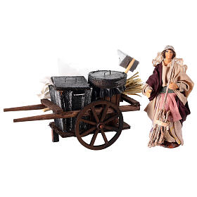 Terracotta street sweeper wagon h 10 cm Neapolitan nativity scene