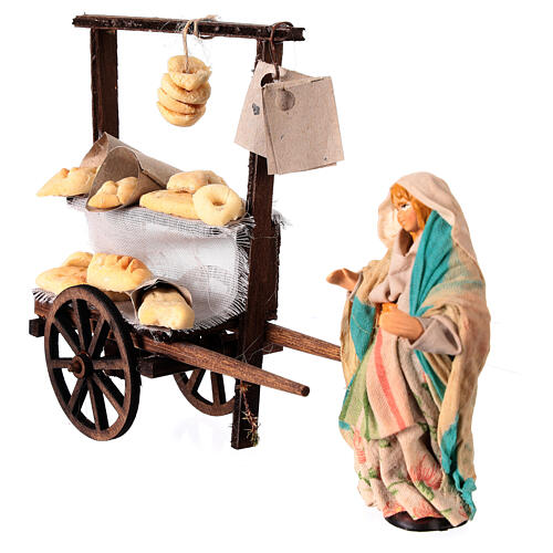 Bread wagon 10 cm Neapolitan terracotta nativity scene 3