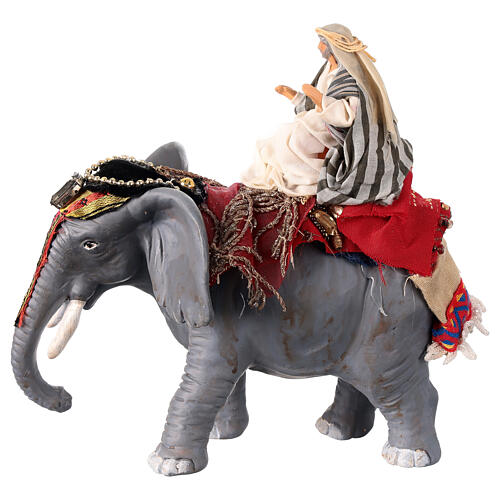 Arab man on a decorated elephant for 10 cm Neapolitan Nativity Scene 1