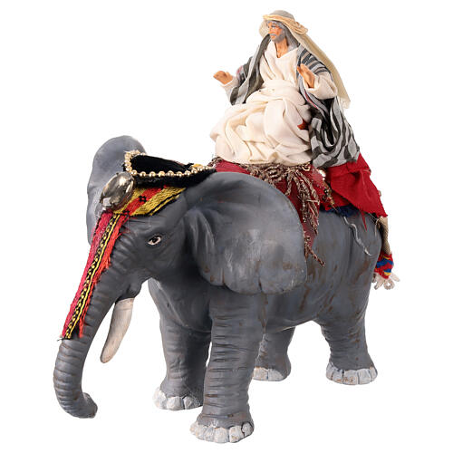 Arab man on a decorated elephant for 10 cm Neapolitan Nativity Scene 3