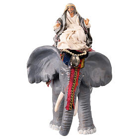 Homme arabe sur éléphant décoré crèche napolitaine 10 cm