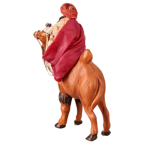König mit dunklem Teint auf Kamel, Krippenfigur, Terrakotta, neapolitanische Krippe, für 15 cm Krippe 5