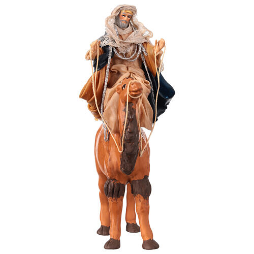 White Wise Man on a camel for 10 cm Neapolitan Nativity Scene 3