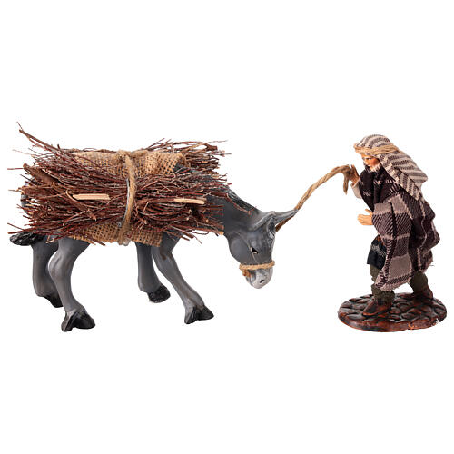 Man pulling a donkey for 10 cm Neapolitan Nativity Scene 1