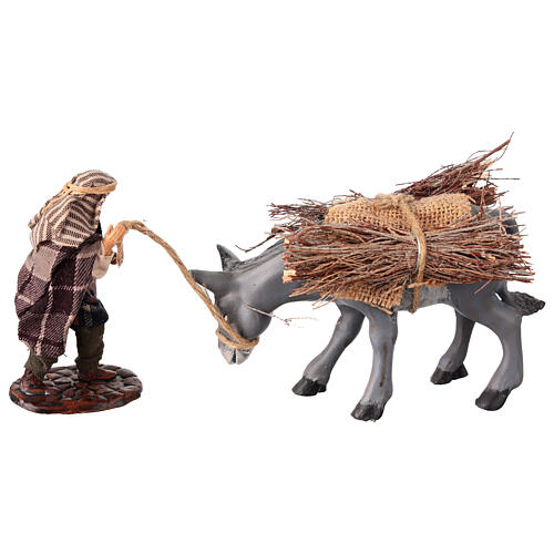 Man pulling a donkey for 10 cm Neapolitan Nativity Scene 4