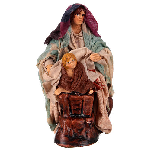 Donna terracotta bimbo in braccio presepe napoletano 10 cm 1