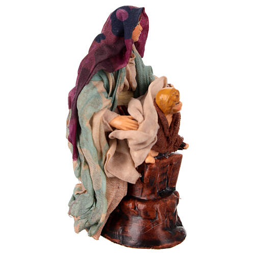 Donna terracotta bimbo in braccio presepe napoletano 10 cm 3