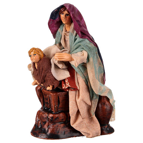 Kobieta z dzieckiem - figurka z terrakoty, do szopki neapolitańskiej 10 cm 2