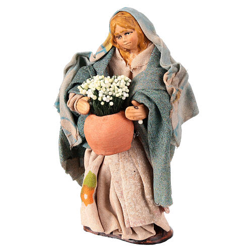 Donna fiorista presepe napoletano 10 cm 2