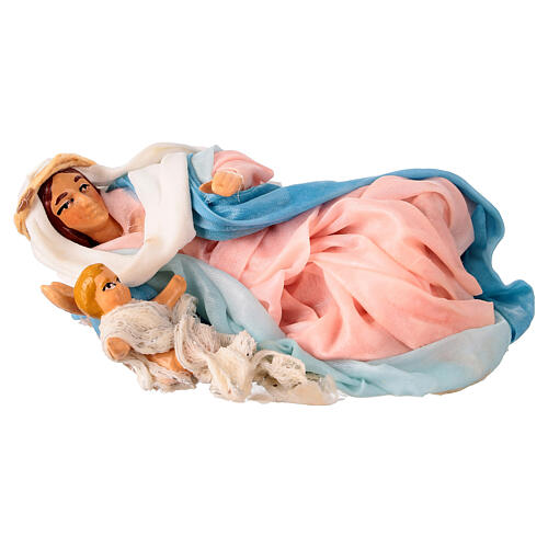 Nativité allongée crèche napolitaine 12 cm 3