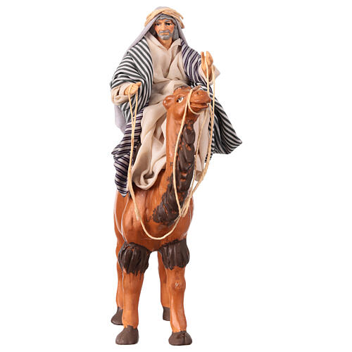 Arab man on a camel for 12 cm Neapolitan Nativity Scene 3