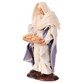 Arabic figurine with bread, Neapolitan nativity scene 12 cm