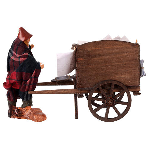 Newspaper vendor with cart for 10 cm Neapolitan Nativity Scene 4