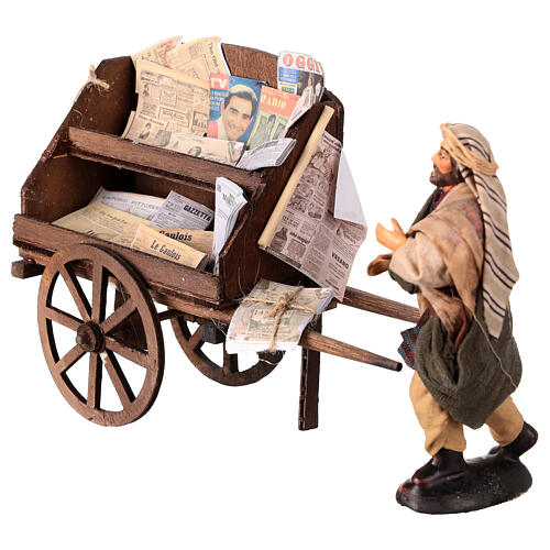 Carro edicolante con statuina presepe napoletano 12 cm 2