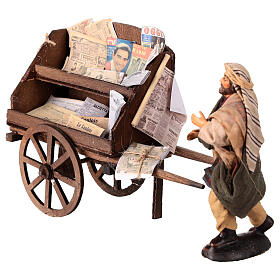 Newsstand wagon with Neapolitan nativity scene figurine 12 cm