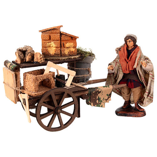 Statuina da presepista con carro presepe napoletano 10 cm 2