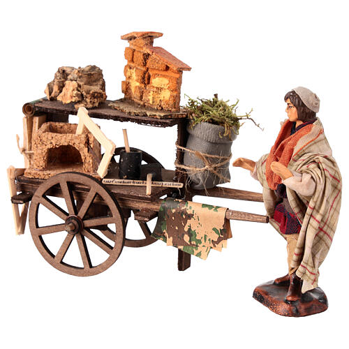 Statuina da presepista con carro presepe napoletano 10 cm 3