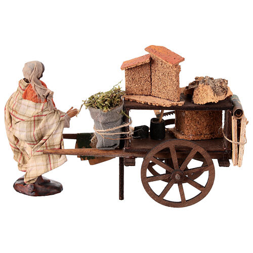 Statuina da presepista con carro presepe napoletano 10 cm 4