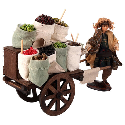 Marktszene mit Gewürzverkäufer und Karren – für 12 cm Krippe, Terrakotta, neapolitanischer Stil 3