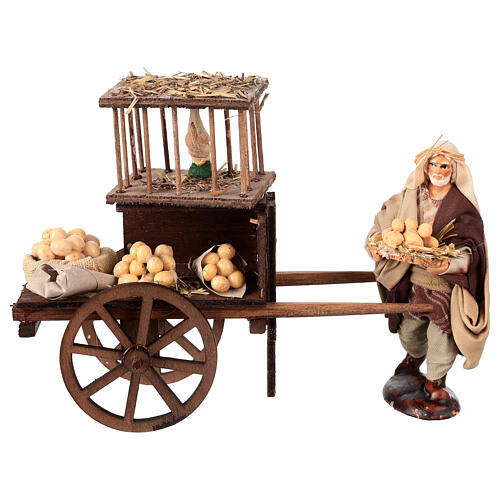 Carro venditore uova con statuina presepe napolitano 12 cm 1