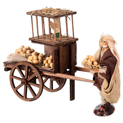 Wózek sprzedawcy jajek z figurką do szopki neapolitańskiej 12 cm 2