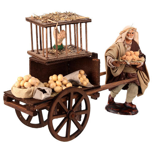 Wózek sprzedawcy jajek z figurką do szopki neapolitańskiej 12 cm 3