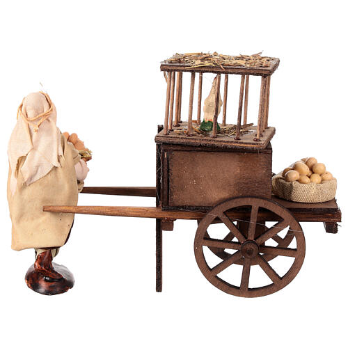 Wózek sprzedawcy jajek z figurką do szopki neapolitańskiej 12 cm 4