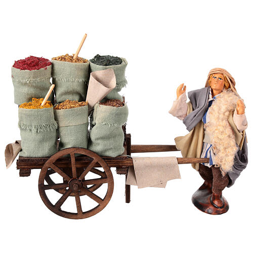 Venditore di semi con carro terracotta presepe napoletano 10 cm 1