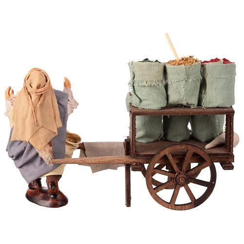Figurka sprzedawcy nasion z wozem - terakota, szopka neapolitańska 10 cm 4