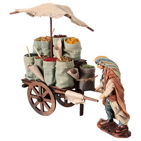 Cart for seed seller, Neapolitan Nativity Scene of 12 cm