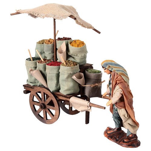 Cart for seed seller, Neapolitan Nativity Scene of 12 cm 2