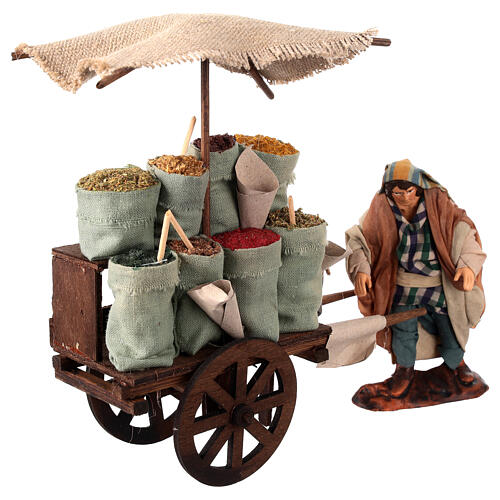 Cart for seed seller, Neapolitan Nativity Scene of 12 cm 3