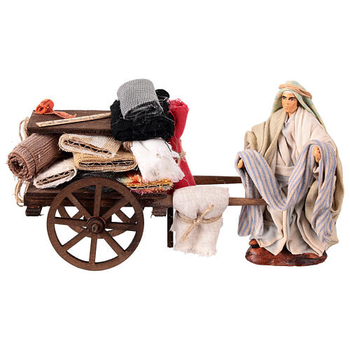 Fabric seller with cart, Neapolitan Nativity Scene of 10 cm 1