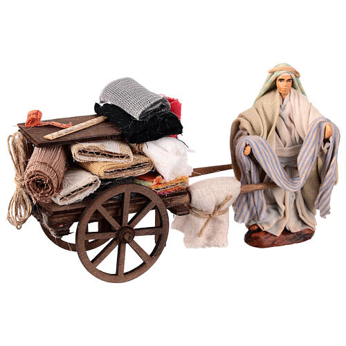 Fabric seller with cart, Neapolitan Nativity Scene of 10 cm 2