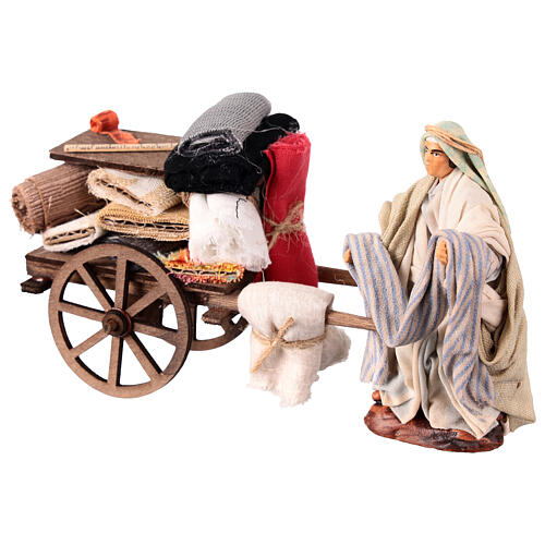 Fabric seller with cart, Neapolitan Nativity Scene of 10 cm 3