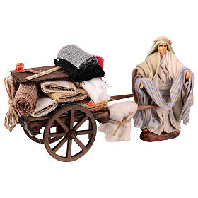 Fabric seller with wagon 10 cm for Neapolitan nativity scene